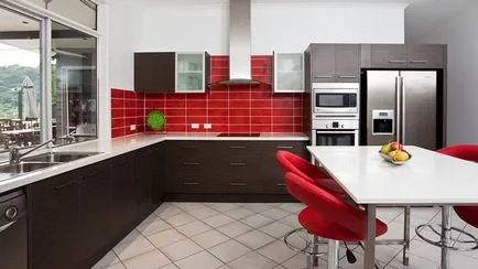Red interior fotografie bucătărie cu care să combine tonuri, idei uhni mici (bucătărie de design roșu fotografie) Design-imagine bucătărie roșu în interior, cu care să combine tonurile, idei uhni mici