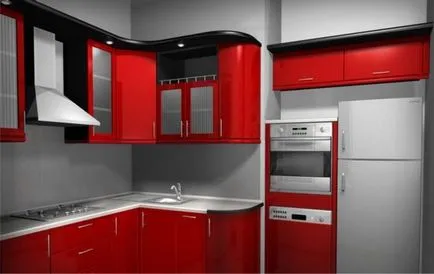 Red interior fotografie bucătărie cu care să combine tonuri, idei uhni mici (proiectare) Design-imagine bucătărie roșu în interior, cu care să combine tonurile, idei uhni mici