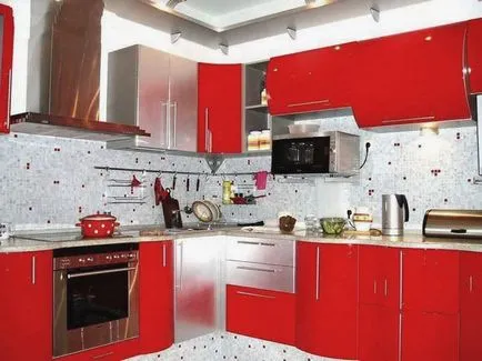 Red interior fotografie bucătărie cu care să combine tonuri, idei uhni mici (proiectare) Design-imagine bucătărie roșu în interior, cu care să combine tonurile, idei uhni mici