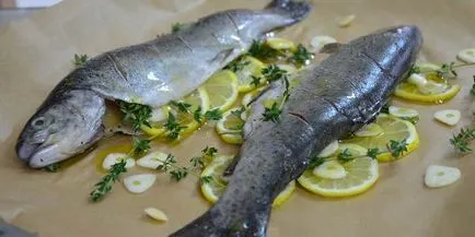 Trout coapte în cuptor (în ansamblu, în folie) rețete