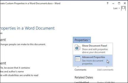 Cum de a adăuga proprietăți particularizate la document word