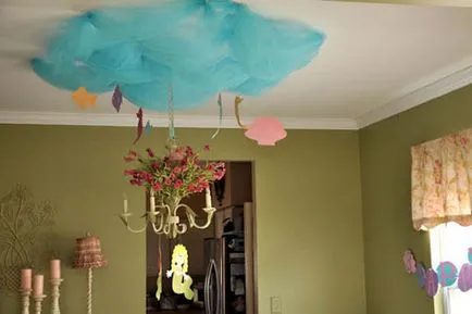 Cum frumos pentru a decora plafonul cu mâinile sale - opțiunile și fotografii (puteți utiliza diverse) Cum frumos pentru a decora plafonul cu mâinile sale - și opțiuni foto