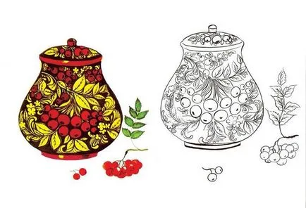 Cum de a desena Khokhloma creioane pictura, vopsele etape