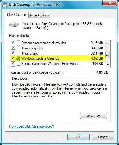 Cum pentru a curăța discul de sistem, ștergerea de upgrade învechit în Windows 7 SP1, ferestre pentru sistem