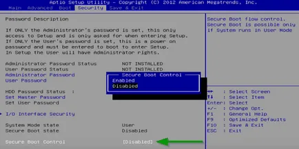 Cum se dezactivează securizat de boot în notebook-uri BIOS (BIOS, secțiunea deschisă) Cum se dezactivează securizat de boot în BIOS-ul laptop