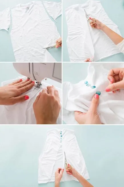 Cum pot converti un tricou - 10 idei cu pas cu pas fotografii (foarfece mașină de cusut) Cum pot converti un tricou - 10 idei cu pas cu pas fotografii