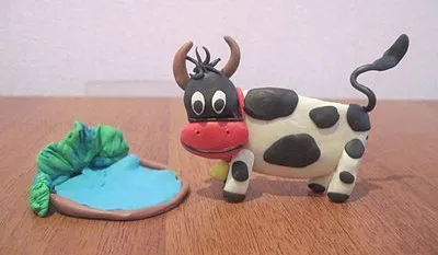 Cum sa faci o vaca din plastilină (mai întunecat argilă) Cum sa faci o vaca din plastilină