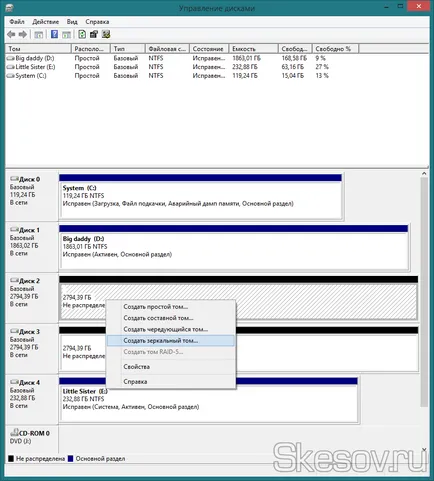 Cum de a crea software-ul raid matrice 1 (oglindă) ferestre înseamnă 7, 8, 8