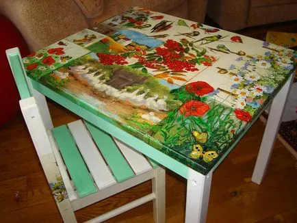 Cum de a decora un tabel cu restaurarea lui mâini, modul de a face decoratiuni, decupaj, pictura, fotografie,
