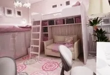 Cameră Teen fată 12-14-15 ani, design interior, fotografie frumoasă a camerei în care este posibil