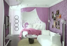 Cameră Teen fată 12-14-15 ani, design interior, fotografie frumoasă a camerei în care este posibil
