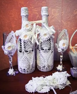 Design-ul frumos de sticle pentru o nunta