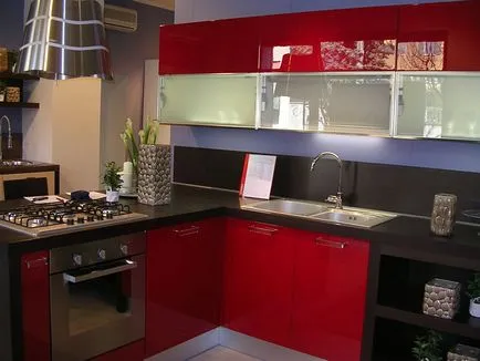 bucătărie Red 50 fotografie bucătărie design frumos în roșu