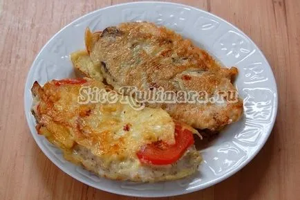 cotlet de pui cu brânză și roșii