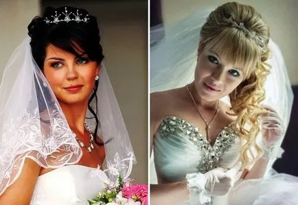 coafuri trendy mireasa cu diadema - cu un voal, cu breton și fără, cu bucle