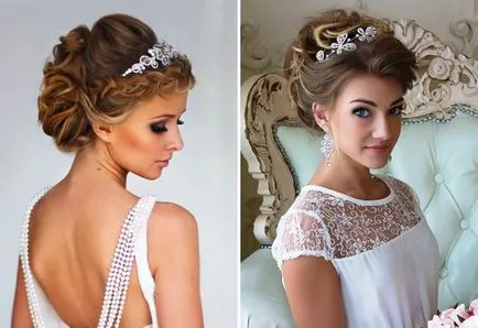 coafuri trendy mireasa cu diadema - cu un voal, cu breton și fără, cu bucle