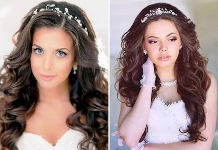 coafuri trendy mireasa cu diadema - cu un voal, cu breton și fără, cu bucle
