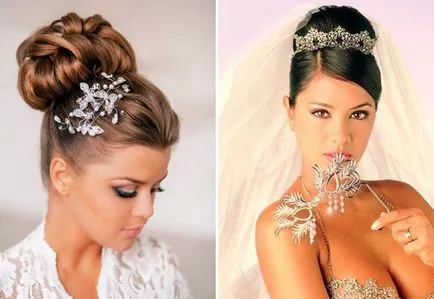 coafuri trendy mireasa cu diadema - cu un voal, cu breton și fără, cu bucle