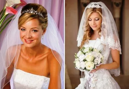 coafuri trendy mireasa cu diadema - cu un voal, cu breton și fără, cu bucle