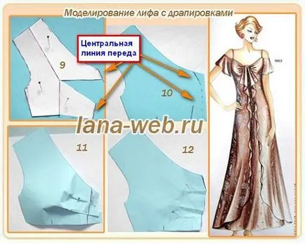 Modelarea rochii corsetul cu draperii - Master class 13