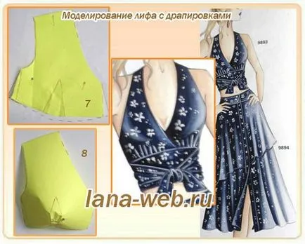 Modelarea rochii corsetul cu draperii - Master class 13