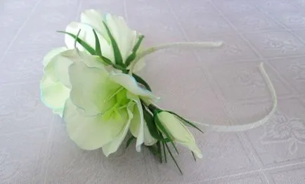 Headband cu flori, cu mâinile la fotografia lui (flori cu propriile sale mâini) Banda de susținere cu flori, cu mâinile fotografia lui