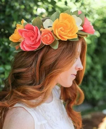 Headband cu flori, cu mâinile la fotografia lui (flori cu propriile sale mâini) Banda de susținere cu flori, cu mâinile fotografia lui