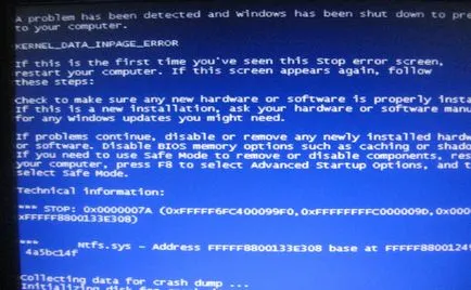 Eroare nucleu eroare Inpage date a scăpa de ecran albastru (eroare) Eroare nucleu eroare Inpage date a scăpa de ecran albastru