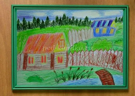 Desen pas peisaj rural cu pas, cu fotografii ale copiilor de vârstă școlară primară