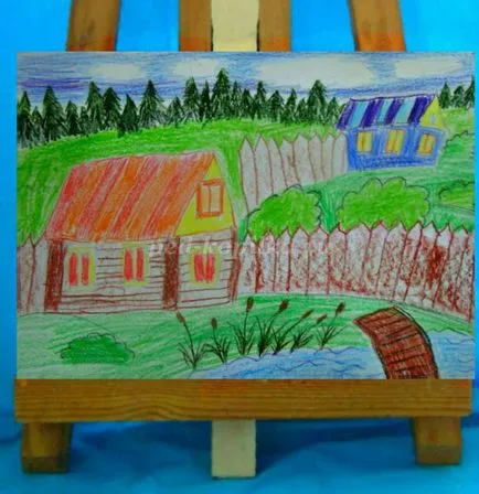 Desen pas peisaj rural cu pas, cu fotografii ale copiilor de vârstă școlară primară
