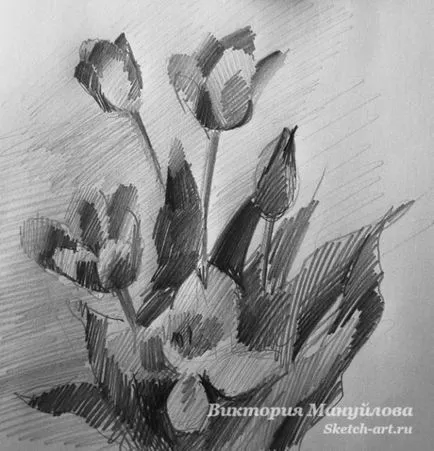Desenați un buchet de lalele