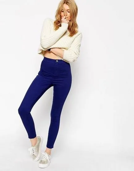 Din ceea ce sa poarte pantaloni luminoase albastre (pantaloni) Din ceea ce sa poarte pantaloni albastru luminos