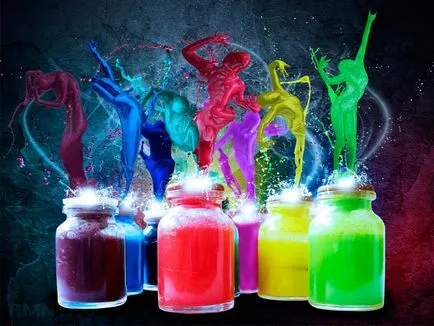 Glow în întuneric vopsea cu mâinile lor