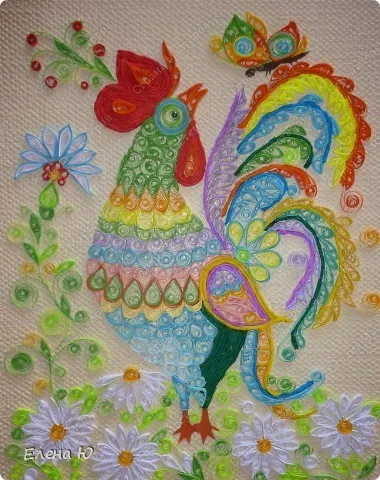 Întreaga Cocoșul de familie, carnea de pui, carnea de pui în domeniu modul de a face Quilling