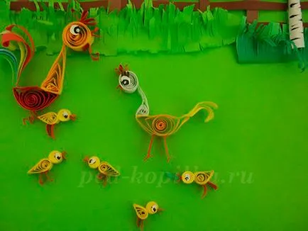 Întreaga Cocoșul de familie, carnea de pui, carnea de pui în domeniu modul de a face Quilling