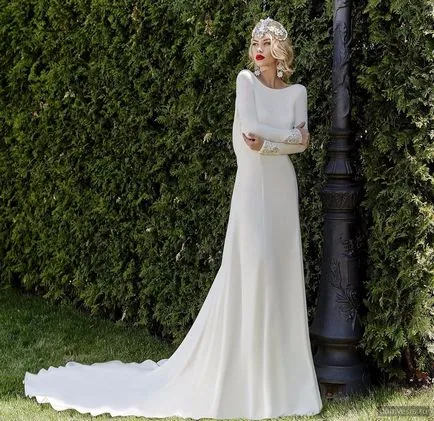 rochie de mireasa închisă (nunta), cu mâneci lungi, deschise, lung, pentru a cumpăra 15