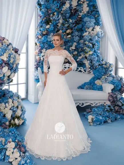 rochie de mireasa închisă (nunta), cu mâneci lungi, deschise, lung, pentru a cumpăra 15