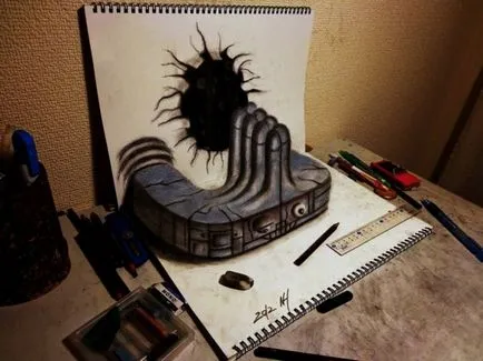 100 cele mai bune idei desene 3D pe hârtie cu un creion în fotografie