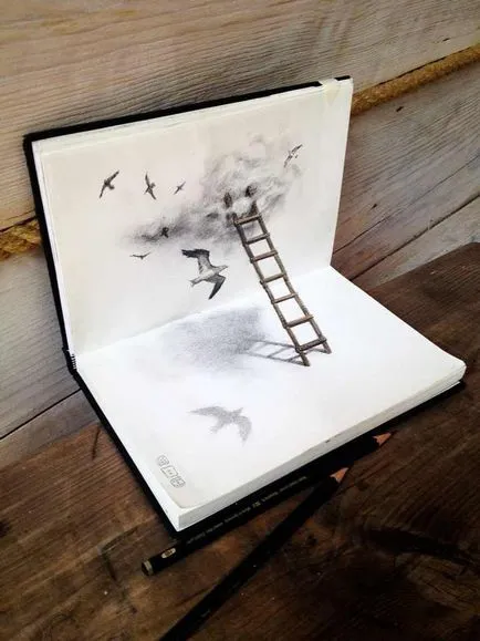 100 cele mai bune idei desene 3D pe hârtie cu un creion în fotografie