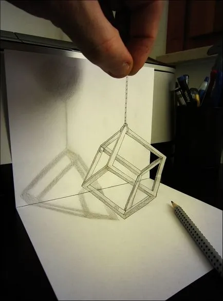 100 cele mai bune idei desene 3D pe hârtie cu un creion în fotografie