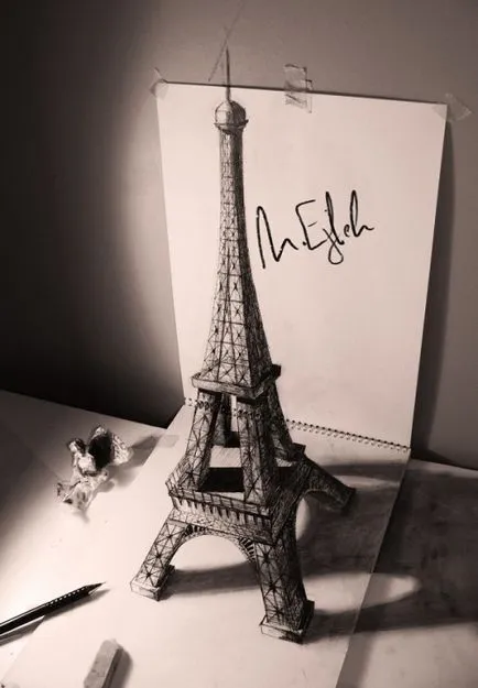 100 cele mai bune idei desene 3D pe hârtie cu un creion în fotografie