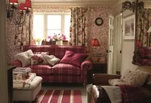 tapet limba engleză în stilul interior, fotografia de flori (tapet în engleză) Tapetul în stil englezesc în fotografie de interior cu flori