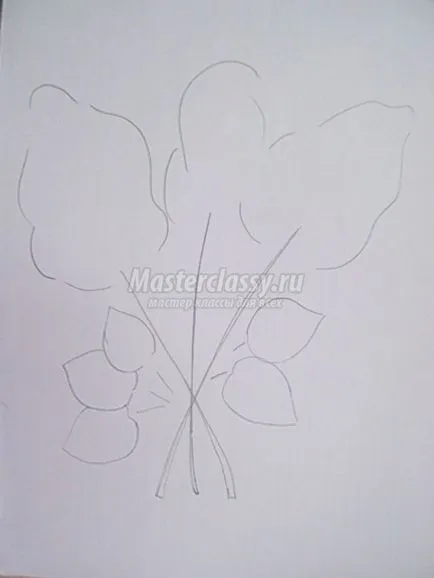 Aplicarea de hârtie colorată - un buchet de liliac pentru mama