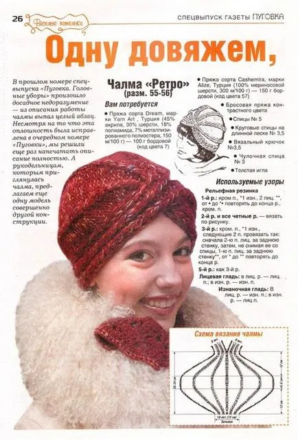 Turban cu mâinile master-class și diagrama atașată (feminin) Turban cu mâinile sale clasa de master și diagrama atașată