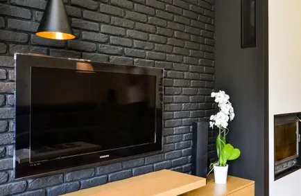 finisaj decorativ de perete sub o cărămidă în camera cu mâinile (termina pereți cu cărămidă decorativă imitație model de tigla din plastic ipsos) finisaj decorativ de perete sub o cărămidă în camera cu mâinile