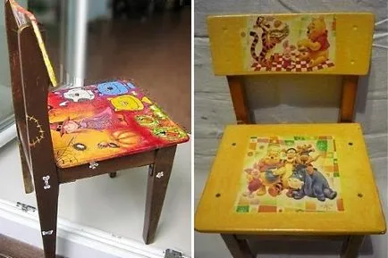 Scaun Decupaj cu mâinile pentru a decora fotografii ca un vechi servetele scaun de lemn, pas cu pas