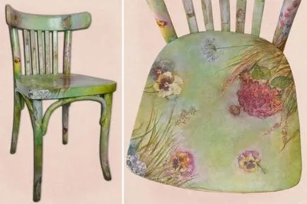 Scaun Decupaj cu mâinile pentru a decora fotografii ca un vechi servetele scaun de lemn, pas cu pas