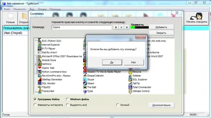 Control vocal al computerului construit, typle