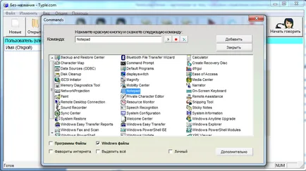 Control vocal al computerului construit, typle