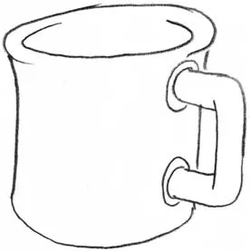 Cum să atragă un vulcan în etape ca creion pentru a desena o cană de cafea în creion 3d